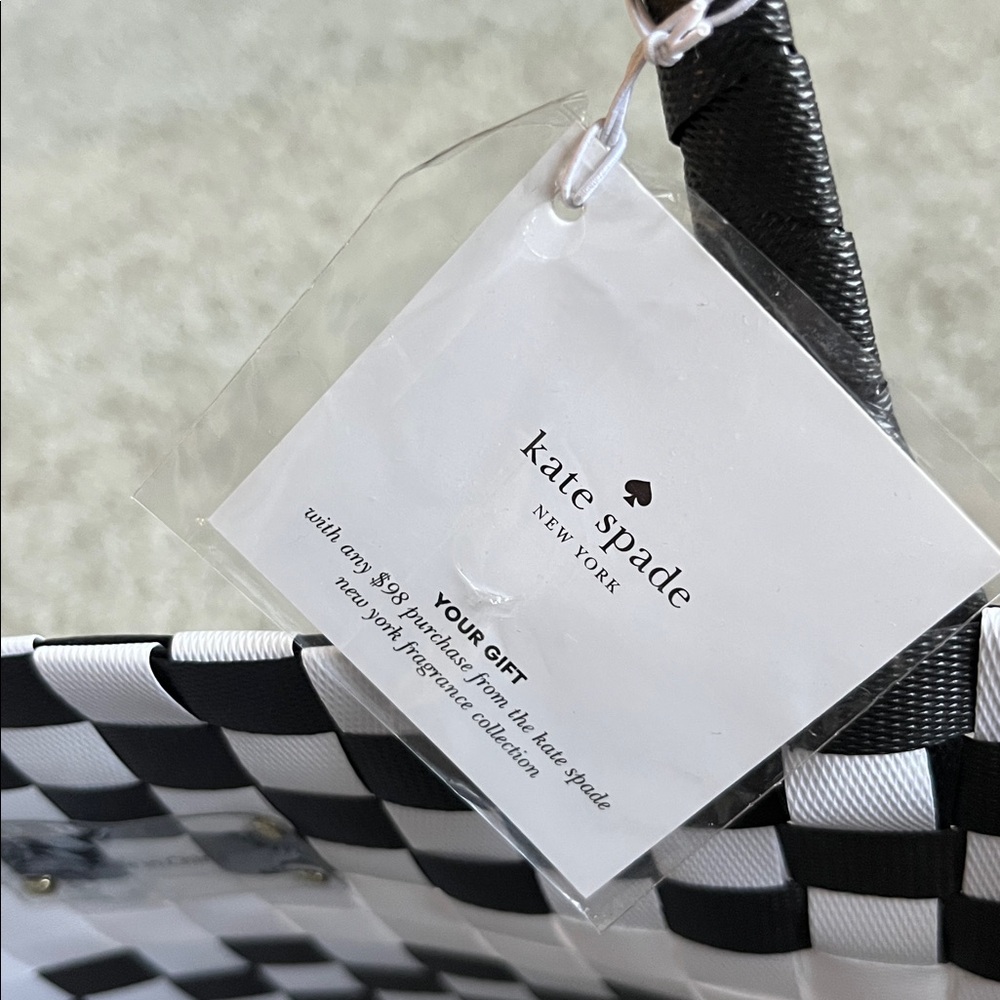 Kate Spade Monochrome Checkered Handbag Beach Bag Tote - gift - Picture 5 of 7